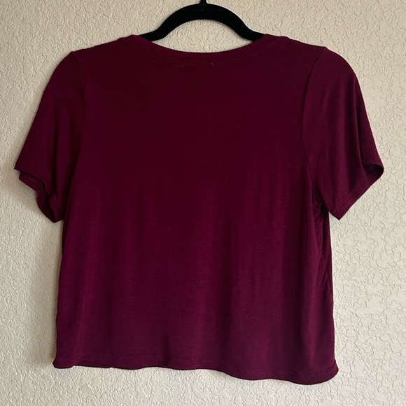 Deep Red Short Sleeve Crop Top, Size Small - Picture 4 of 7